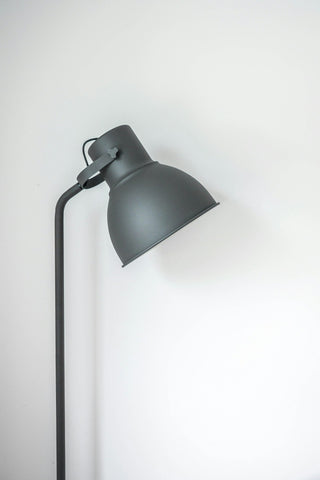 A floor lamp standing beside an armchair, positioned for reading