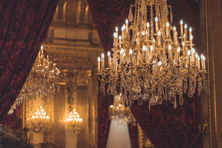 An ornate chandelier used as a statement light source in a formal room