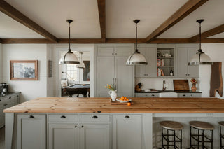Kitchen island with pendant lights