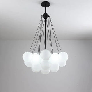 Hand frosted glass bubble chandelier pendant ceiling close-up