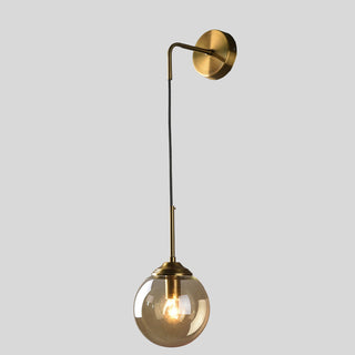 Metal Wall Sconce – Glass Globe Light with Electroplated Iron Arm | Bedroom & Living Room Lamp