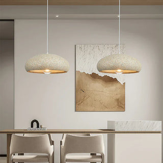 Stone beige pendant in interior — adjustable dining ceiling lamp