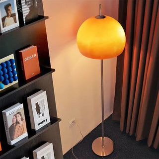 Vintage retro mushroom floor lamp — glass iron warm