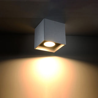 Gray Aluminum Cube Light – Modern Ceiling Fixture | Minimalist Compact Design
