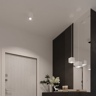 White Aluminum Pendant Light – Modern Cube Pendant Lamp | Adjustable Scandinavian Lighting