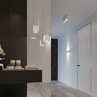 White Aluminum Pendant Light – Modern Cube Pendant Lamp | Adjustable Scandinavian Lighting