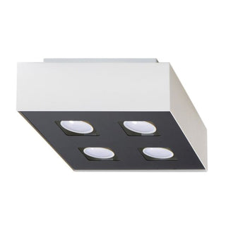 Minimalist Ceiling Light – Square White 4 Spot Adjustable Spotlights Lamp