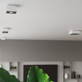 Minimalist Ceiling Light – Square White 4 Spot Adjustable Spotlights Lamp