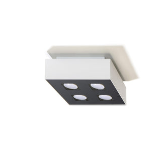 Minimalist Ceiling Light – Square White 4 Spot Adjustable Spotlights Lamp