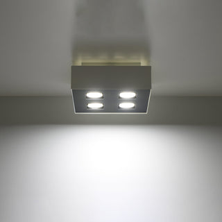 Minimalist Ceiling Light – Square White 4 Spot Adjustable Spotlights Lamp