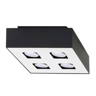 Black Square Ceiling Light – Minimalist 4 Spot Adjustable Modern Fixture