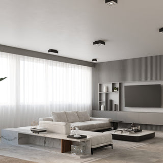 Black Square Ceiling Light – Minimalist 4 Spot Adjustable Modern Fixture