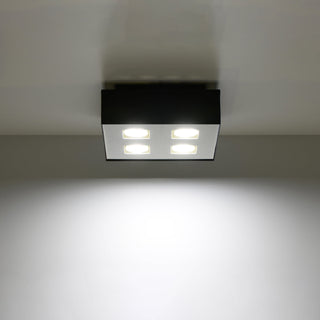 Black Square Ceiling Light – Minimalist 4 Spot Adjustable Modern Fixture