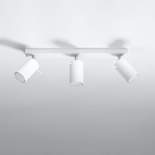 Modern Ceiling Light – White Steel Fixture with 3 Adjustable Spots for Living Room