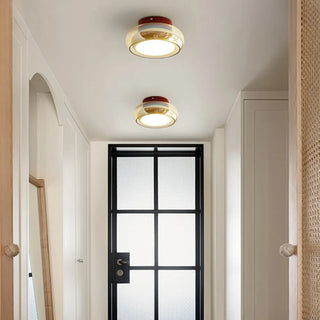 Small vintage acrylic ceiling fixture, compact warm LED light