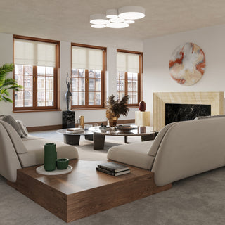 White Round Ceiling Light - Minimalist Living Room Lighting | Modern Elegant Fixture