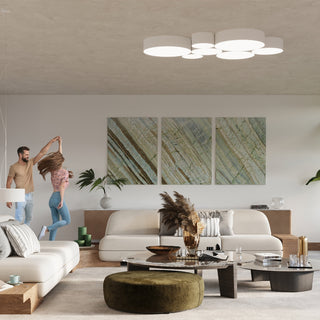 White Round Ceiling Light - Minimalist Living Room Lighting | Modern Elegant Fixture