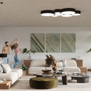Black Ceiling Light - Minimalist Round Ceiling Lamp for Living Room Lighting