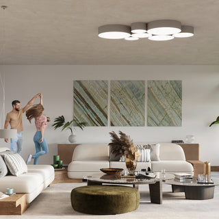 Minimalist Ceiling Light | Round Gray Lamp - Modern Living Room Lighting Fixture