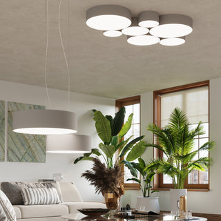 Minimalist Ceiling Light | Round Gray Lamp - Modern Living Room Lighting Fixture