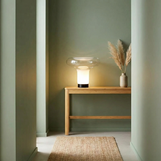 Art Deco Glass Lamp – Elegant LED Table Lamp with Chrome Finish & Touch Switch
