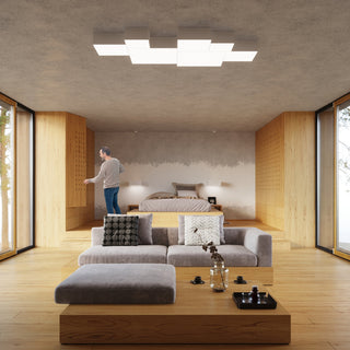 Square Ceiling Light - Minimalist White Modern Fixture for Living Room Lighting