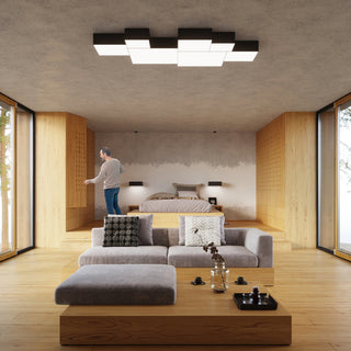 Black Ceiling Light – Minimalist Square Ceiling Lamp for Modern Living Room