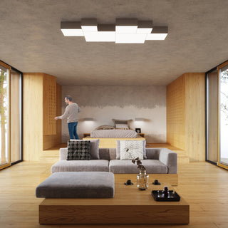 Gray Ceiling Light – Minimalist Square Ceiling Lamp for Living Room Lighting