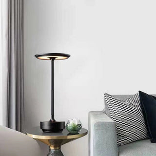 Touch lamp disk shape illuminated — LED adjustable warm glow