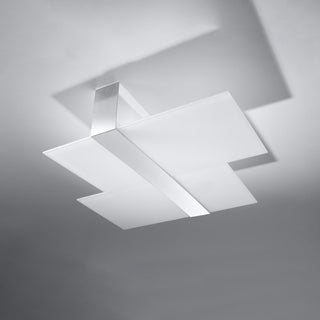 Modern Ceiling Light | White Glass Chrome Lamp - Stylish Contemporary Fixture