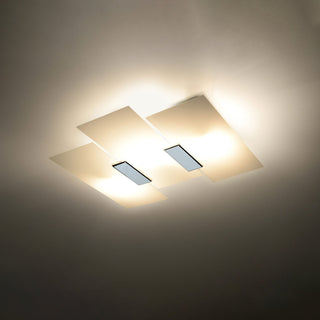 Modern Ceiling Light - White Glass Chrome Fixture with Soft Ambient Lighting