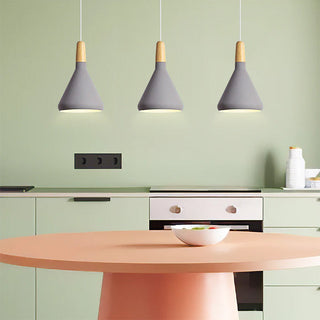 Suspension conique en métal coloré - Luminaire moderne avec cordon réglable
