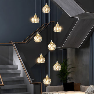 Gold aluminum crystal pendant styled — contemporary hanging lamp