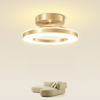 Luxury gold LED ceiling lamp, modern ring geometry design