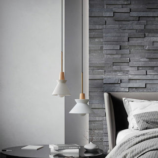 Adjustable concrete pendant — modern white cone fixture
