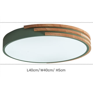 Wood Ceiling Lamp - Round LED Dimmable Ambient Lighting Fixture for Living Room