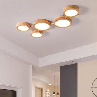 Retro Wood Ceiling Light - Multi Head Ceiling Light with Warm Ambient LED