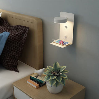 LED wall light with USB phone charger — modern warm glow sconce