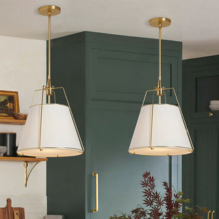 Fabric rod pendant detail — modern white adjustable fixture