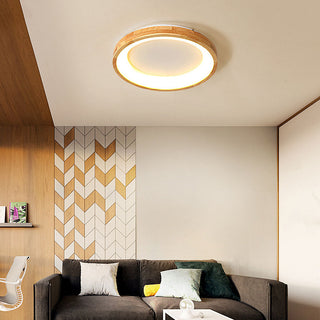 Retro geometric circle ceiling lamp wood LED – energy efficient