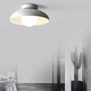 White round metal ceiling light, minimalist living room fixture