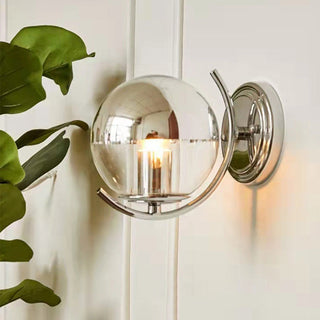 Silver metal frame chandelier setting — modern glass ball wide