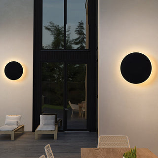 Round metal minimalist LED outdoor wall sconce — waterproof