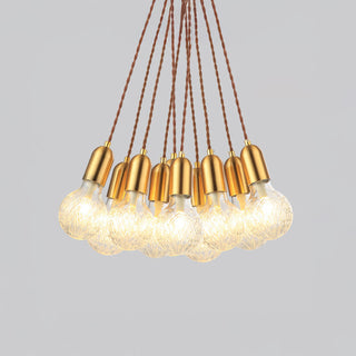 Modern sleek glass pendant in interior — LED living room lamp