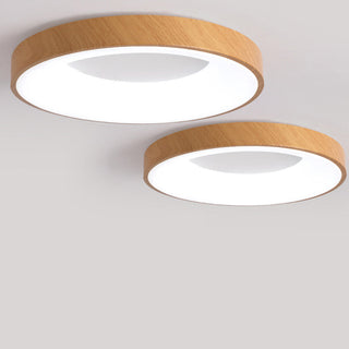 Natural Wood Ceiling Light – Round LED Ceiling Lamp With Warm Ambient Lighting