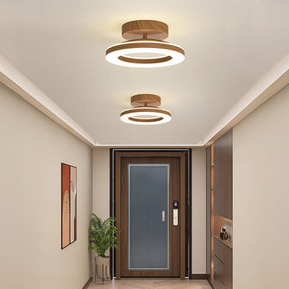 Modern LED circle ceiling light wood – acrylic hallway
