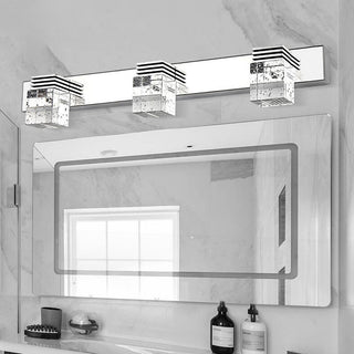 Luxury silver crystal LED bathroom vanity wall sconce — fixture