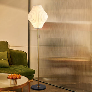 White silk floor lamp front — classic elegant lampshade design