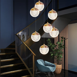 Acrylic shade pendant side view — Nordic modern living room fixture