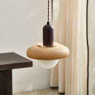 Vintage ceramic frosted pendant — small cozy interior ceiling lamp